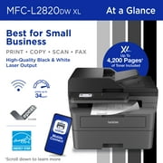 Brother Wireless MFC-L2820DW XL Compact Monochrome All-in-One Laser Printer with Copy, Scan and Fax, up to 4,200 pages? of toner included, Duplex and Mobile Printing