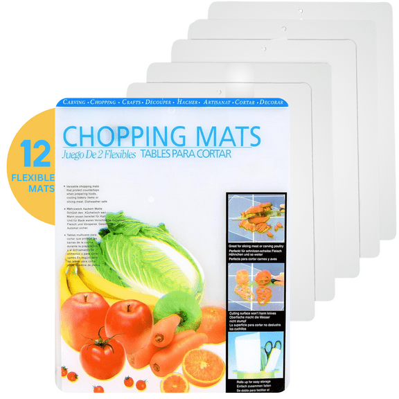 Kitchen Cutting Board | Flexible Chopping Mats | Food Safety | Hanging Hole for Easy Drying |12x15” Size | Set of 12