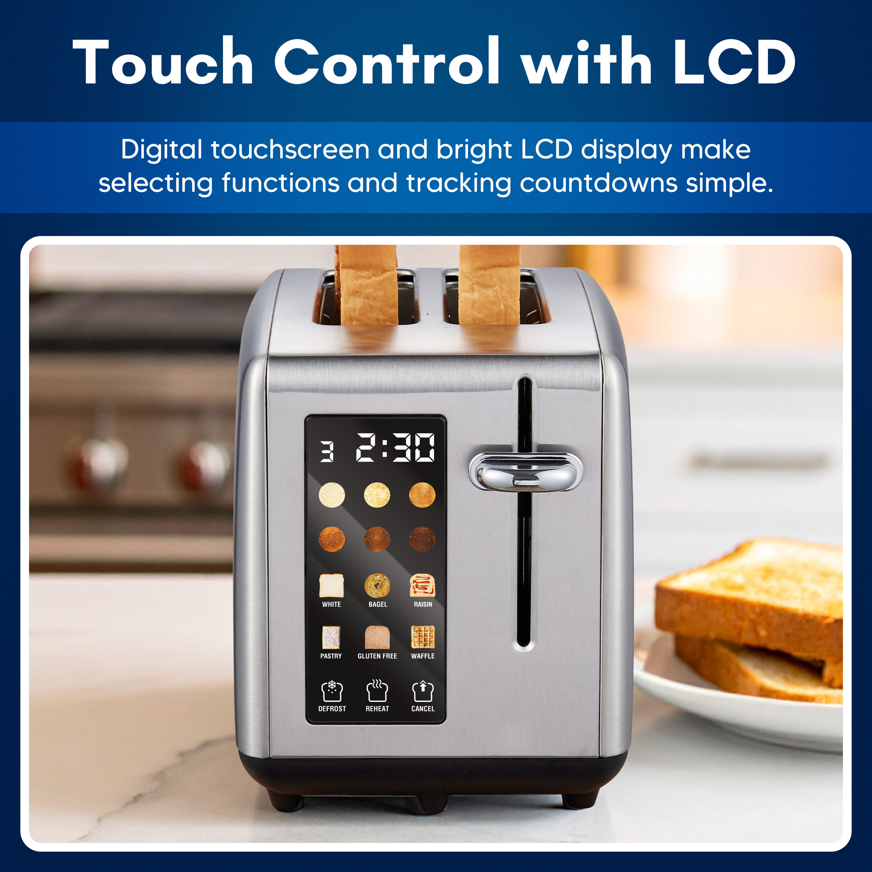 Elite Gourmet ECTL2530 2-Slice Toaster, Touch Screen