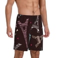 thumbnail image 2 of Uemuo Eiffel Tower Pattern Men's Short Pajama Pants – Soft & Breathable Lounge Shorts, Elastic Waistband with Pockets, Lightweight Sleepwear for All-Season Comfort-4X-Large, 2 of 6