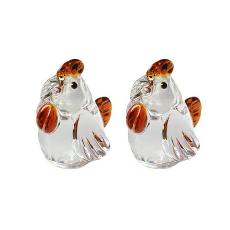 2pcs Crystal Chicken Figurines Decor Gifts for Women Men Cute Chicken Statues Collectibles Animal Sculpture Home Table Decoration,Pink