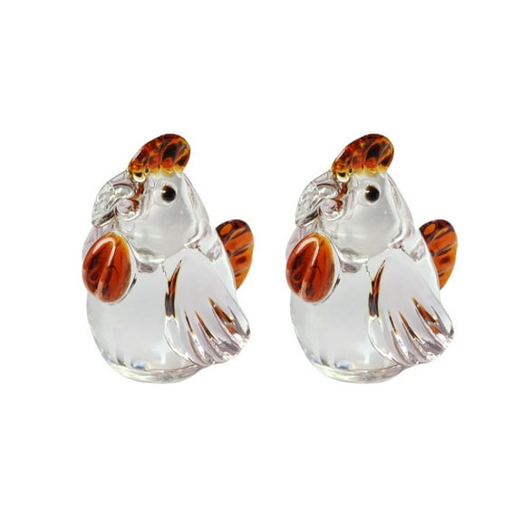 2pcs Crystal Chicken Figurines Decor Gifts for Women Men Cute Chicken Statues Collectibles Animal Sculpture Home Table Decoration,Pink