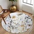 thumbnail image 2 of Round Rugs 5Ft, Rustic Flowers Round Area Rug Washable Indoor Throw Carpet, Watercolor Botanical Floral Herbs Plants Soft Non Slip Circle Rug for Cabinet Bathroom Home Decor Aesthetic, 2 of 8