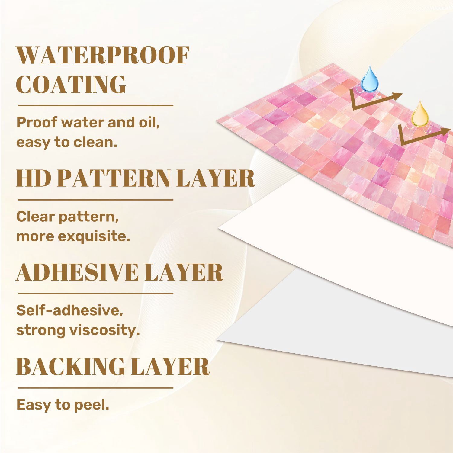 Pastel Peel and Stick Wallpaper Pastel Watercolor Geometric Square Soft Wall Mural 23.6in x 9.8ft Self Adhesive Removable Wall Paper Renter Friendly Wallpaper for Girls Bedroom Classroom