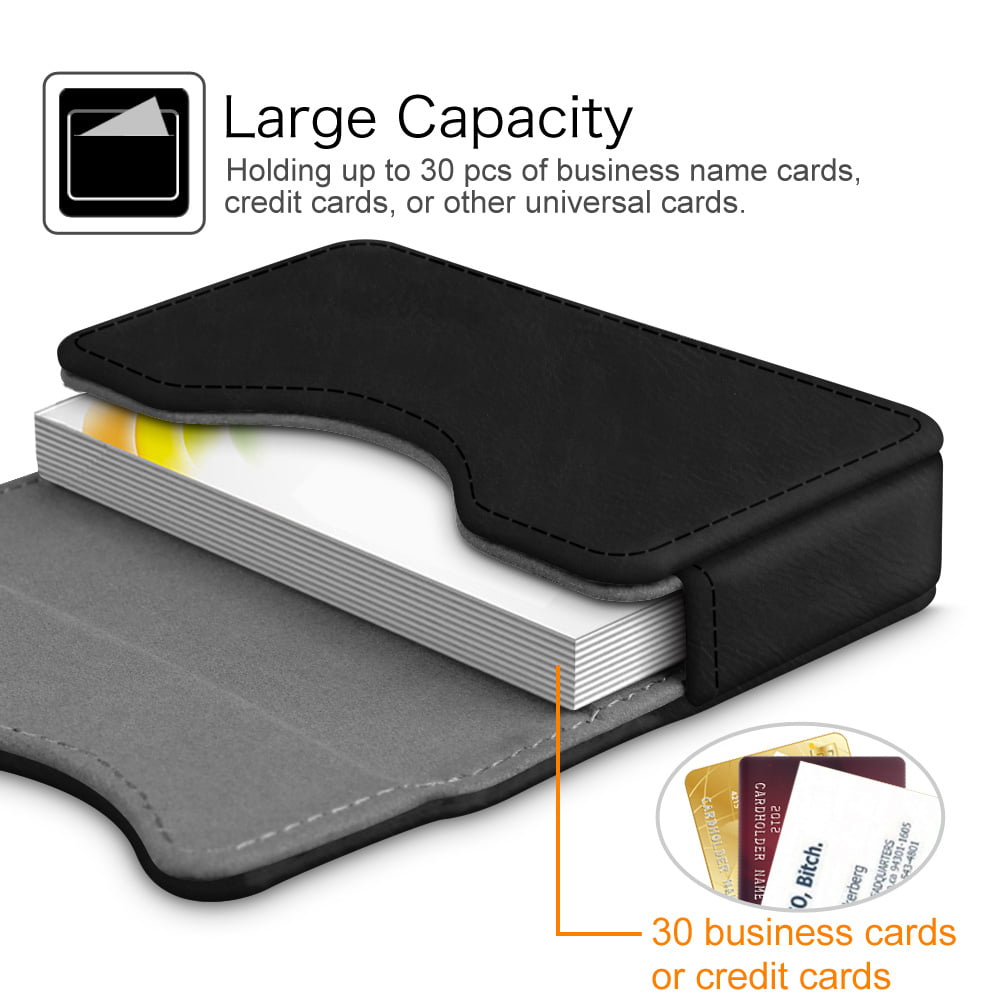 Business Card Holder Name Card Wallet Case Organizer with Magnetic Closure-Black