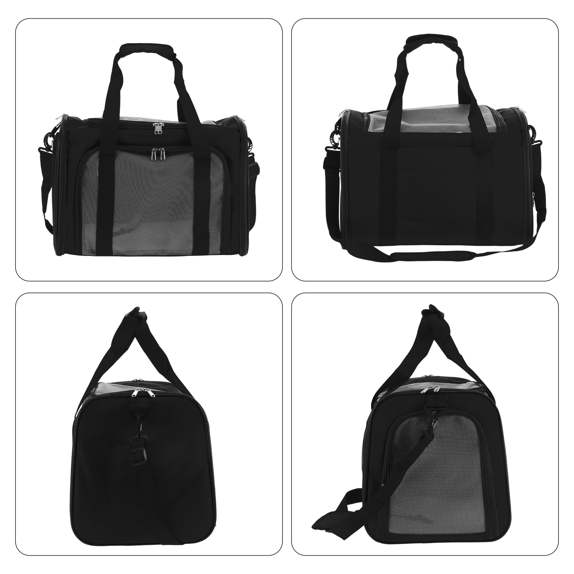 Unique Bargains Foldable Transport Box with Removable Plush Mat Black