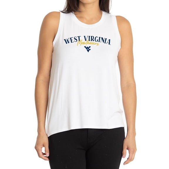 Women's White West Virginia Mountaineers Hannah High Neck Tank Top