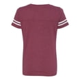 thumbnail image 3 of Fine Jersey V-Neck Short Sleeve Footbal T-Shirt for Women , White / Vintage Burgundy , XL, 3 of 5