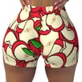 thumbnail image 2 of Daiia red Fruit Pattern Women's Workout Shorts Biker Shorts - High Waisted Workout Spandex Tummy Control Gym Running Yoga Shorts-X-Large, 2 of 8