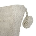 thumbnail image 2 of Foreside Home & Garden White Striped Woven 14x22 Cotton Decorative Throw Pillow with Hand Tied Fringe Poms, 22 x 14 x 5, 2 of 6