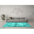 thumbnail image 3 of Ahgly Company Machine Washable Indoor Rectangle Abstract Turquoise Blue Contemporary Area Rugs, 3' x 5', 3 of 4