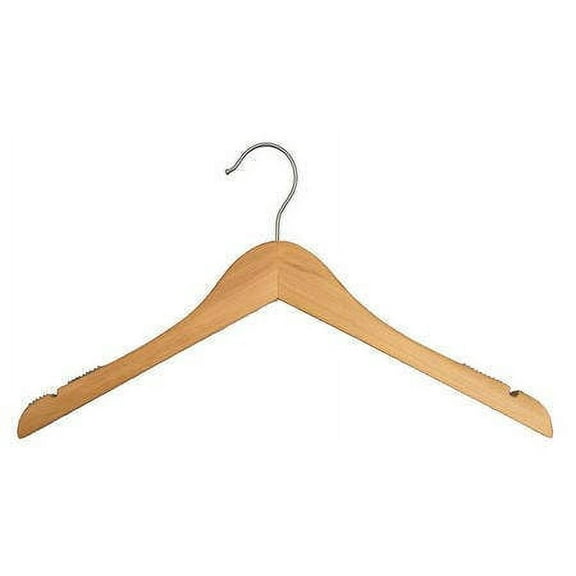 NAHANCO Wooden Shirt Hanger, 14" - Low Gloss Natural, 100/CTN