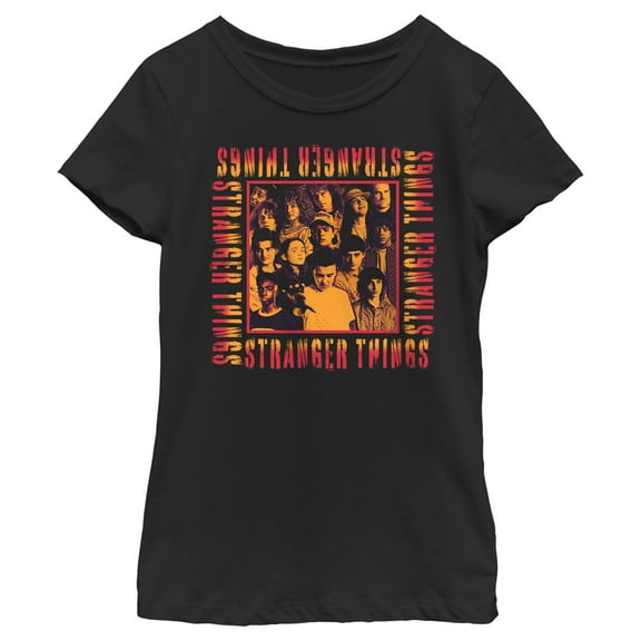 Netflix Girl's Stranger Things Orange Group Shot Boxed Up Graphic T-Shirt