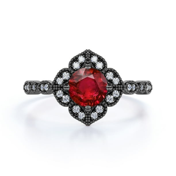 Black Gold Ruby Engagement Rings : Gorgeous 14k Black Gold 1 0 Ct Heart