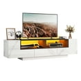 thumbnail image 7 of LED TV Stand for up to 80" TVs, Modern 70 inch Entertainment Center Meida Console with 2-Door Cabinets & 1 Drawer to Storage, Marble White, 7 of 7