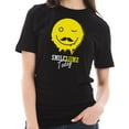 thumbnail image 3 of Plus Size Smile Today Happy Face Graphic Design Short Sleeve Cotton Jersey T-Shirt - Black XL, 3 of 4