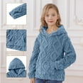 thumbnail image 5 of Jinhomg Teen Girls Fuzzy Fleece Hoodies Cable Knit Pullover Warm Sherpa Sweatshirt Fall Winter Soft Cozy Y2K Hoodie Tops with Pockets 14-15 Years, 5 of 7