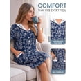 thumbnail image 3 of Casual Nights Women's Snap Front Lightweight Housecoat, Short Sleeve House Dress Duster Lounger Robe with Pockets, Cotton Poly Knit, Mid Calf, Floral Denim Large, 3 of 3