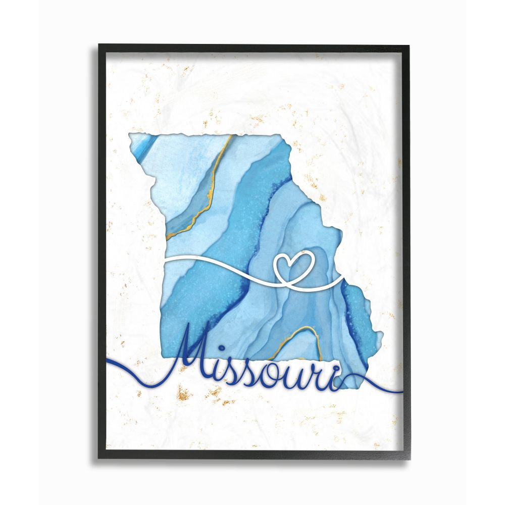 Stupell Industries Missouri Agate Blue US State Design Framed Wall Art by Ziwei Li
