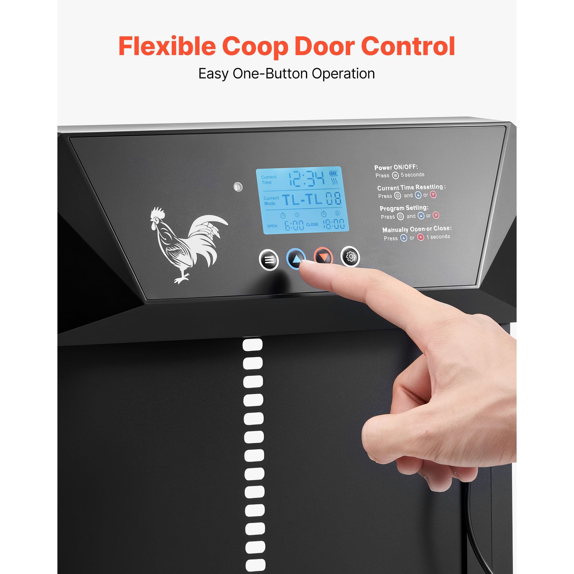 Automatic Chicken Coop Door Light-Sensor/Timer/Remote Modes Anti-Pinch Aluminum Alloy ABS Dual Power for Backyard Coops