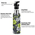 thumbnail image 3 of Yayeee 33oz Insulated Water Bottle Double Wall Stainless Steel with Flip Straw Lid, White Flower Pattern, 3 of 7