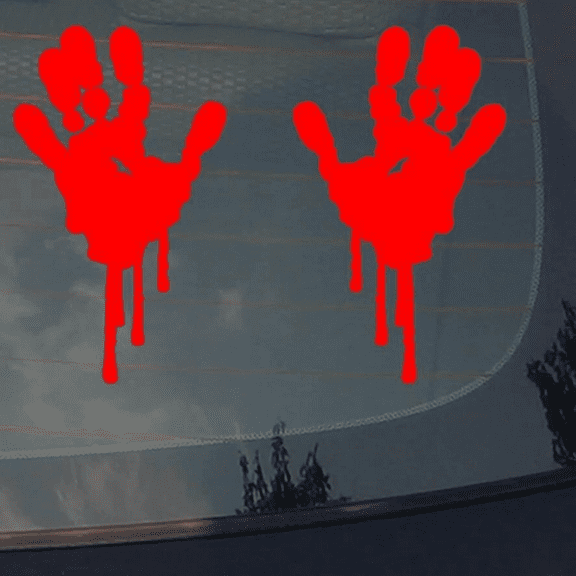 2 Pack - Bloody Zombie Hand Print Sticker Funny Car Vinyl Decal - 8" Inches Long Each