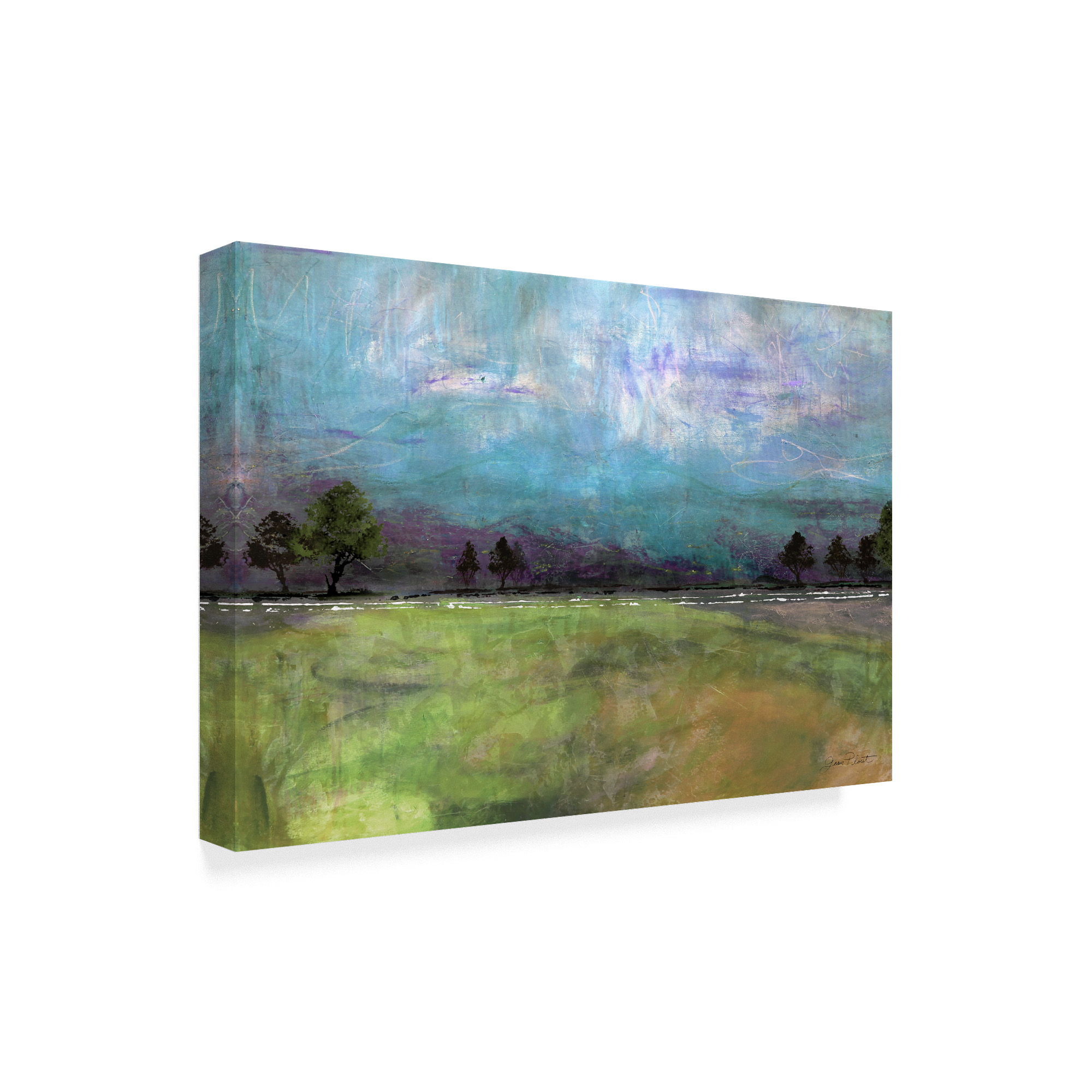 Trademark Fine Art 'Abstract Aqua Sky Landscape' Canvas Art by Jean Plout