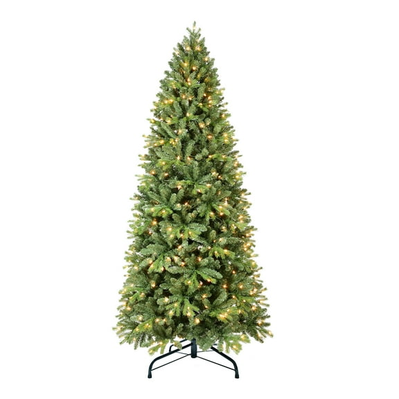 7.5FT Prelit Christmas Tree Premium Artificial Christmas Tree with 450 Warm White Lights and 1599 Branch Tips