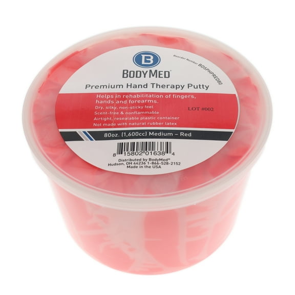 BodyMed Premium Hand Therapy Putty, Red, 80 Oz., Medium, Strengthening Therapy Putty for Physical Rehabilitation