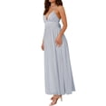 thumbnail image 2 of Women'S Spaghetti Strap V Neck Lace Up Bodycon Solid Nightclub Party Casual Dress Blue L, 2 of 9