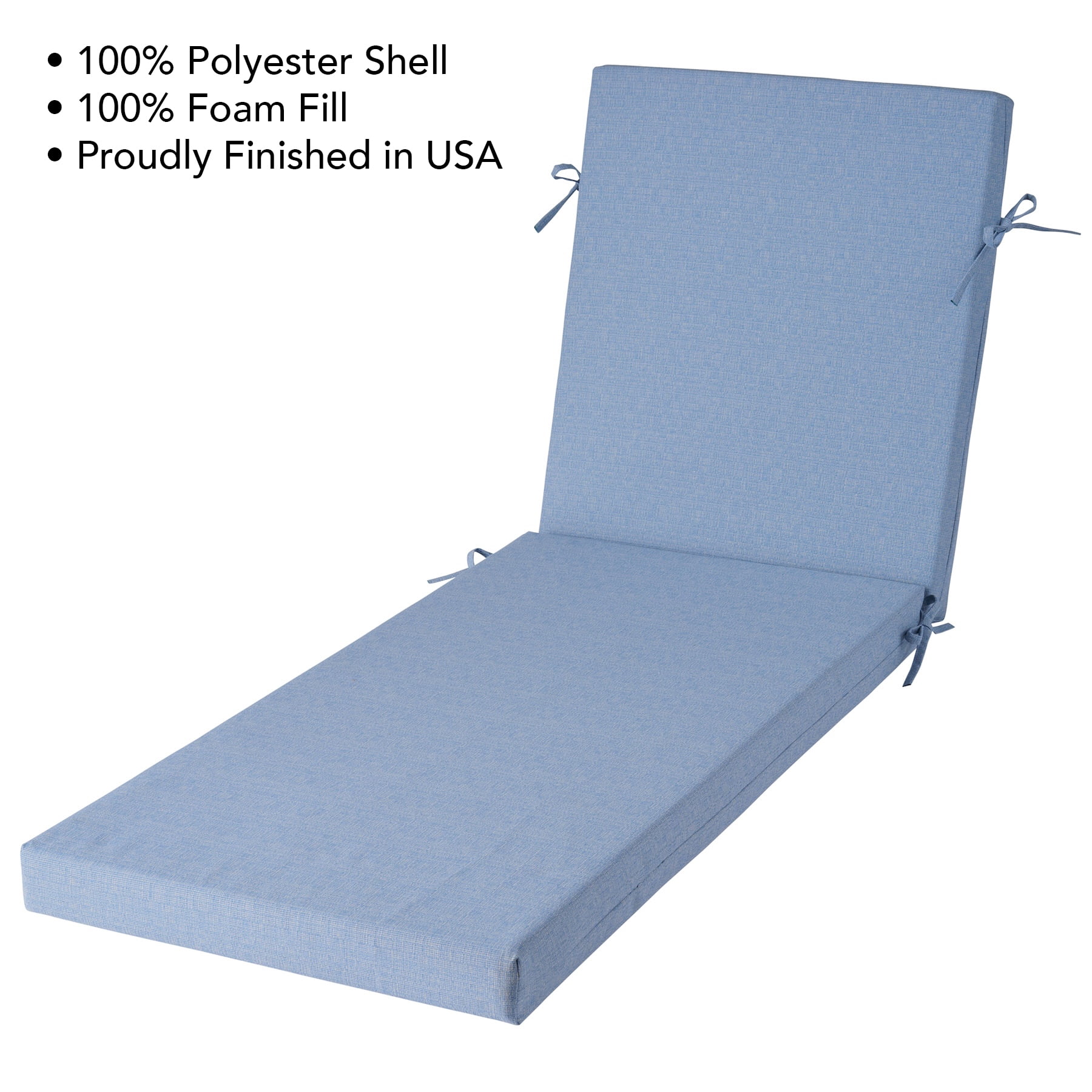 Better Homes & Gardens 72" x 23" Outdoor Chaise Lounge Cushion, 1-Piece, Light Blue