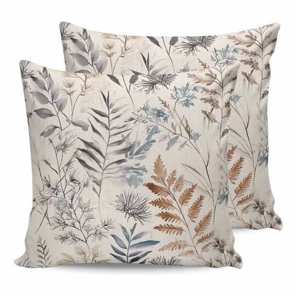 24x24 Pillow Covers Set of 2, Farmhouse Leaves Throw Pillow Covers Decorative Couch Cushion Case, Pastoral Vintage Flowers Botanical Microfiber Square Pillowcases for Bedroom Car Living Room