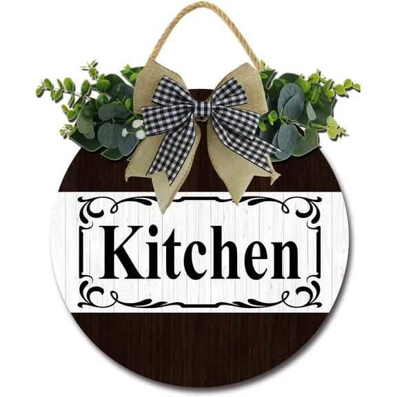 Eveokoki 12" Kitchen Decor Farmhouse Kitchen Wall Decor Wooden Round Rustic Kitchen Front Door Kitchen Sign for Home Decor Dining room Decration