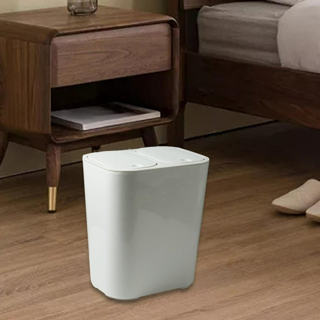 Kitchen Trash Can 12 Liter/3 Gallon Capacity Dry and Wet Separation for Home White