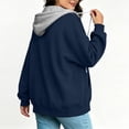 thumbnail image 5 of Jsaierl Women's Zip Up Hoodies Sweatshirts with Contrast Hood Adjustable Drawstring Kangaroo Pocket Oversized Casual Jackets S-2XL, 5 of 9