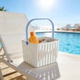 thumbnail image 5 of Handheld Shower Caddy Basket, Square Drainable Bath Storage Organizer, Plastic Toiletry Holder for Shampoo, Soap, Shower Gel and Bathroom Essentials Storage, White, 5 of 6