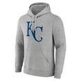 thumbnail image 2 of Men's Heather Gray Kansas City Royals Official Logo Fitted Pullover Hoodie, 2 of 3