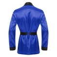 thumbnail image 4 of Zaldita Men's Smoking Jacket Satin Gown Robe Long Sleeve Short Kimono Smoking Robe Coat with Belt Royal Blue S, 4 of 7