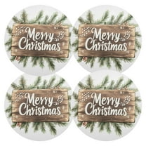 Ryvnso Merry Christmas Leaf Round Plate Mats Dining Table Placemat Set of 4 for Holiday Decoration