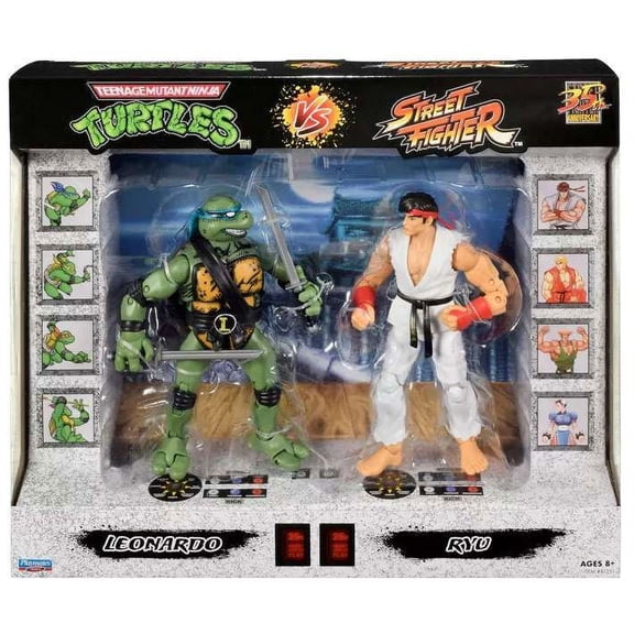 Teenage Mutant Ninja Turtles vs Street Fighter Leonardo vs Ryu Action Figure 2-Pack