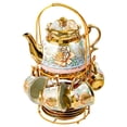 thumbnail image 4 of Juego de té de cerámica con diseño floral, ideal como regalo de cumpleaños, tetera, y platillo, para cualquier ocasión, como reuniones,, 4 of 9