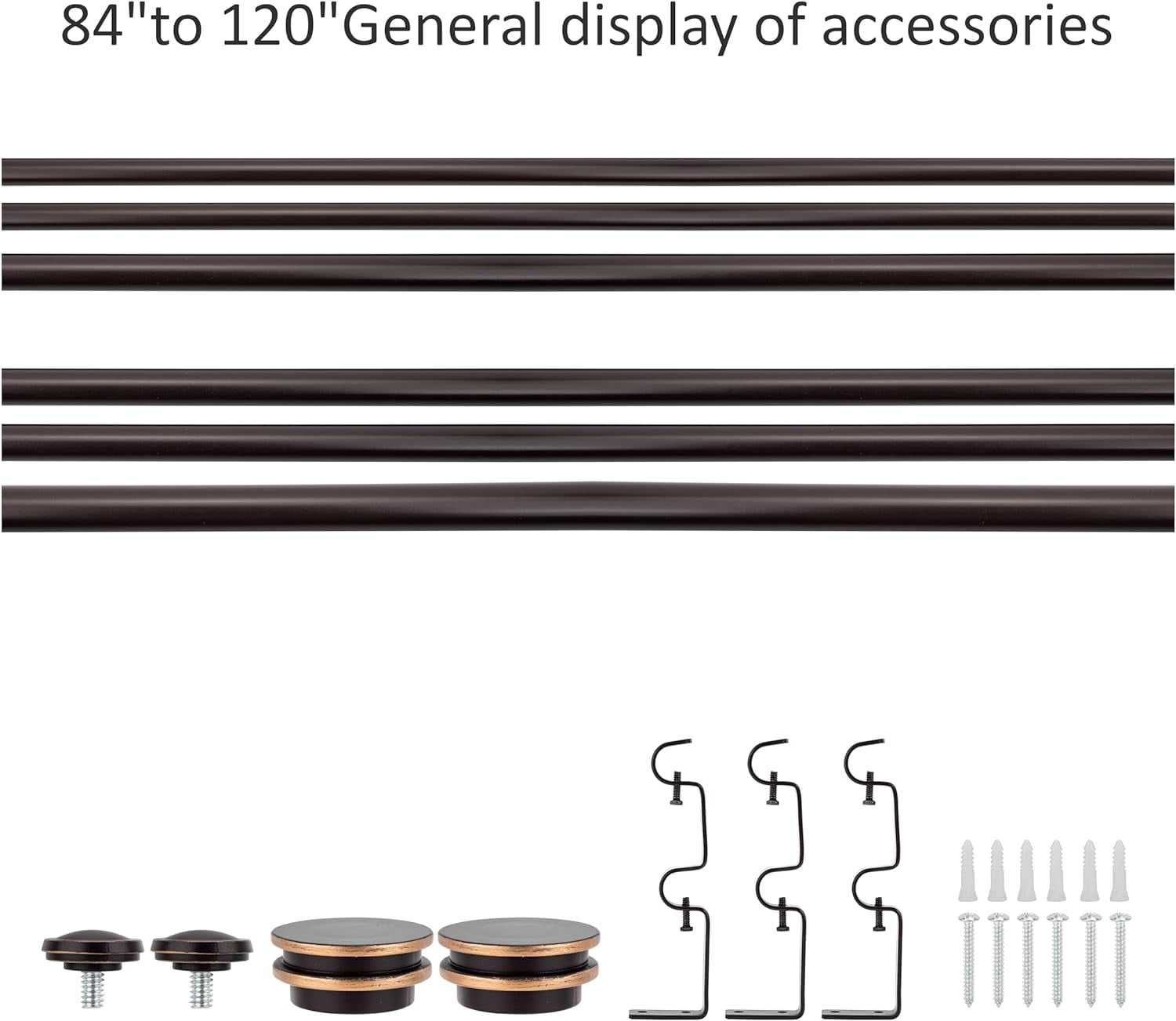 eTeckram 5/8" Double Curtain Rod with Nerveux Finials,Bronze Gold,84‘’-120‘’