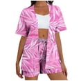 thumbnail image 2 of Gamivast Vacation Outfits for Women 2 Piece Tropical Leaf Print Kimono & Shorts Summer Sets Boho Open Front Cardigan Cover Up Beach Wear Suits, 2 of 5