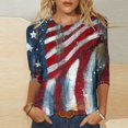 thumbnail image 5 of Fmbrln Womens Plus Size Independence Day 3/4 Sleeve Tops Fashion Casual Crew Neck Loose Comfy T-Shirts Patriotic Tees, 5 of 5