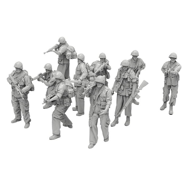 10 figuras en miniatura de soldados a escala 1:35, juego de juguetes para hombres, dioramas de resina de 5 cm, minifiguras para mesa de ,