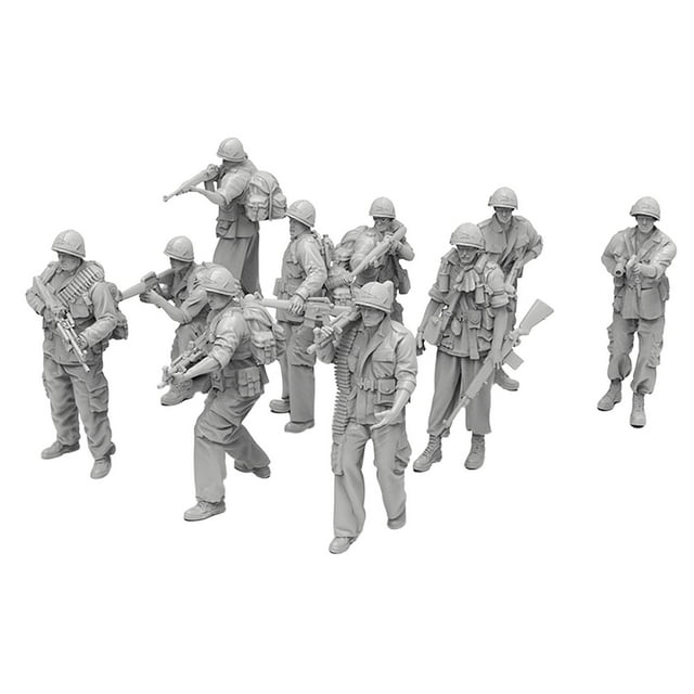 10 figuras en miniatura de soldados a escala 1:35, juego de juguetes para hombres, dioramas de resina de 5 cm, minifiguras para mesa de ,
