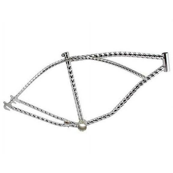 Chrome 26" Hexagon Twisted Beach Cruiser Bike Frame. Beach Cruiser Bicycle Frame.