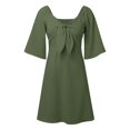 thumbnail image 4 of WENWU Womens Dresses 2024 Spring Summer Deep V Neck Elegant Bow Tie Mini Dress S XL Casual Knee Length Dresses for Women Maxi for Women, 4 of 7