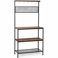 thumbnail image 4 of Gymax 4-Tier Kitchen Bakers Rack Microwave Oven Stand Industrial w/Hooks & Mesh Panel, 4 of 10
