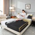thumbnail image 3 of Manfei Retro Oil Painting Queen Sheets, Gold Black White Queen Sheet Sets, Black Reversible 4 Pieces1 Flat Sheet + 1 Fitted Sheet + 2 Pillowcases, 3 of 6